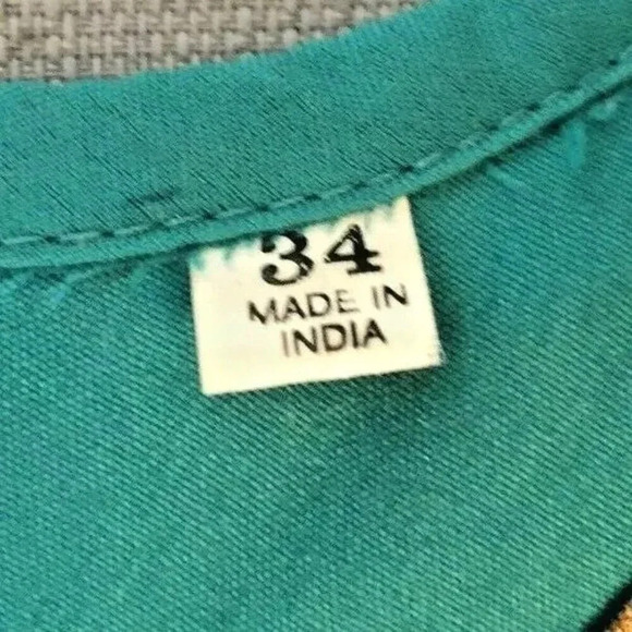 Women Short Sleeve Fully Lined Knee Length Beaded Traditional Green Dress Small - Picture 13 of 13